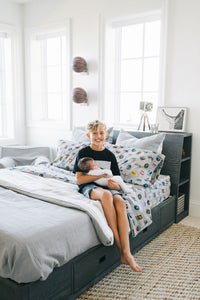 I’m so excited to share another room reveal in the house: the boys room! It’s mostly Wes room, but Beckam likes to follow everything his brother does and have sleepovers when they are at our house (Wes and Mara are my step babies for those new here...