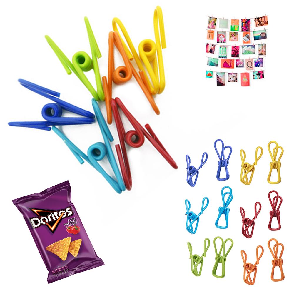 120 Multi Purpose Clips Snack Chip Holder Colored Kitchen Metal Food Sealing Bag