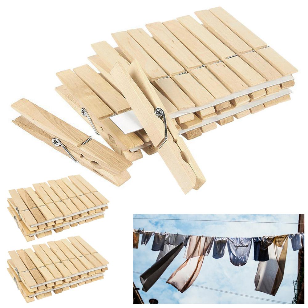 120 Pack Wooden Clothespins 2 7/8" Large Clothes Pegs Spring Laundry Arts Crafts