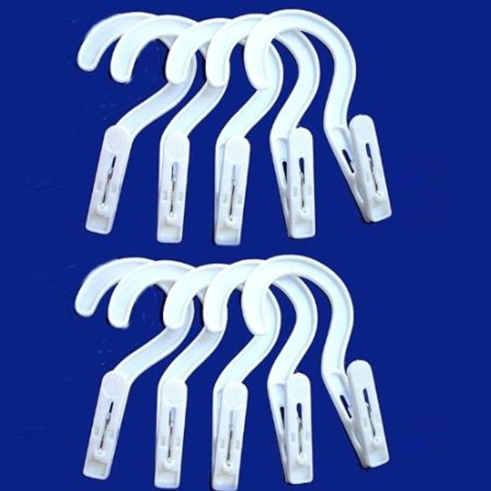 10 Laundry Hooks Clothes Pins Hanging Clips Plastic Hanger Home Travel Portable