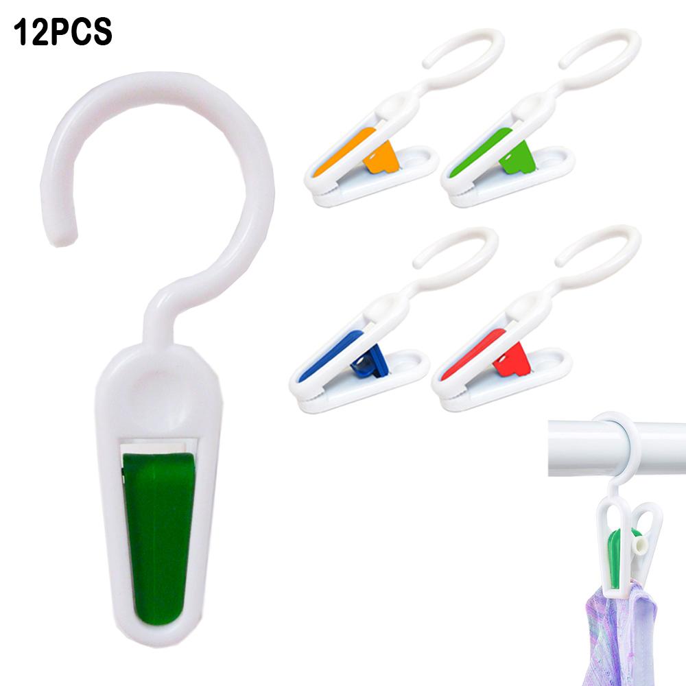 12 Pack Portable Laundry Hook Boot Hanger Clips Hanging Clothes Pins Travel Home