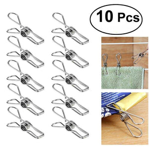 10pcs Stainless Steel Clothes Pegs Hanging Pins Clips Metal Clips Socks Clips Clothes Pins Clothing Blanket Clamps