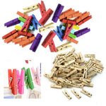 200 Mini Craft Clothespins Wood 1" Small Arts Paper Multi Color Tan Clothes Pins