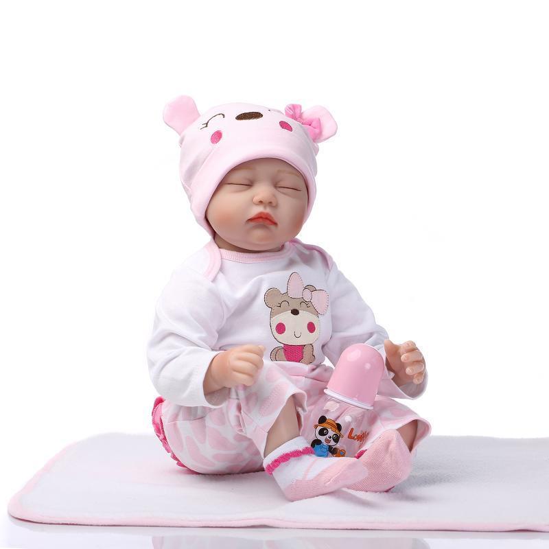 22&quot; Mini Cute Simulation Baby Toy in Hippo Pattern Clothes Pink