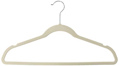 Inspired Living by Mesa Inspired Living Velvet Non-Slip Heavy Duty (25 Pack) Better Quality Holds Up to 22 Lbs-Each is 2.8 Oz / .20" Thick in Ivory/Silver suit-clothes-hangers, (
