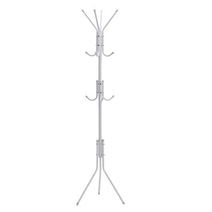 Homgrace Standing Coat Rack, Stainless Steel Metal Coat Hat Rack Organizer Living Room Office Clothes Scarf Hanger Hook Stand (White)