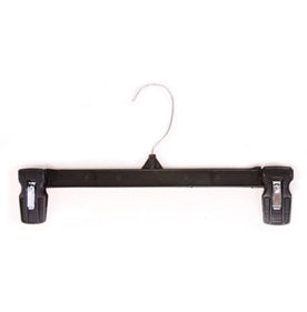 12" Black Plastic Clip Hangers - Rubber Pinch Grip (Black, 12 per box)