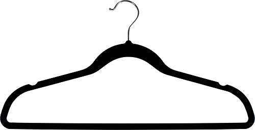 The Great American Hanger Company Black Rubber Coated Non-Slip Slim Line Suit Hanger, Box of 100 Durable and Flexible Ultra Thin Space Saving Clothes Hanger w/Steel Swivel Hook and Notches