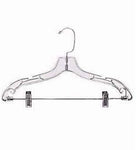 Lot of 100 New Retails Clear Plastic Suit Hangers with Chrome Swivel Hook 17 in