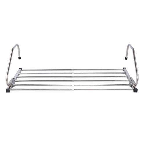 LE Stainless Steel Folding Clothes Rack,Window Sills Foldable Clothes Hangers Window Drying Rack Drying Sun Terrace Indoor Shoes Drying Clothes Rack A