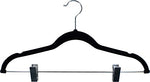 The Great American Hanger Company Space Saving Black Flocked Velvet Slim Line Pants Hangers with Clips, Ultra Thin Non-Slip Skirt Hangers with 360 Degree Swivel Hook and Notches