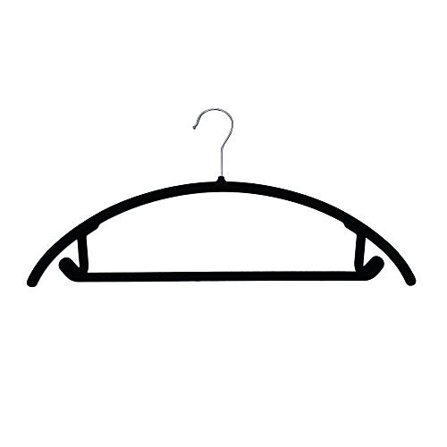 JVL Thin Velvet Touch Space Saving Non-Slip Suit Hangers Pack of 20, Recycled ABS Plastics, Nylon, Chrome Hook, Black, 46 x 0.5 x 25.5 cm