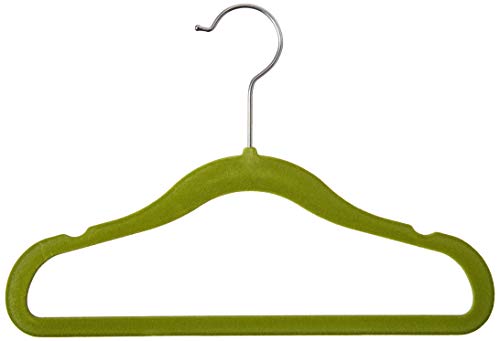 Homz Flocked Velvet Suit Hanger for Kids, Green, Pack of 25