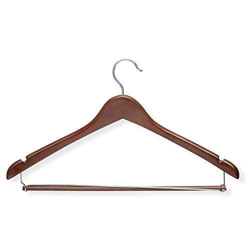Honey-Can-Do HNG-01265 Contoured Suit Hanger with Locking Bar, 3-Pack, Cherry