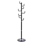 AyaMastro Black 69" H Coat Tree Rack Hat Standing Cloth Hanger w/ 8 Hook & Round Steel Base with Ebook