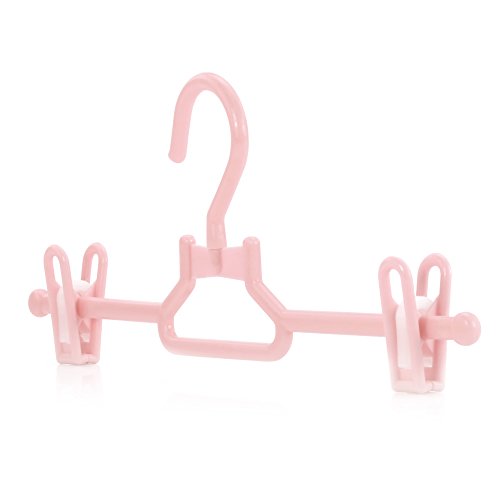 HANGERWORLD 10 Pink 11.8inch Plastic Kids Coat Clothes Garment Pants Skirt Baby Toddler Adjustable Clip Hangers