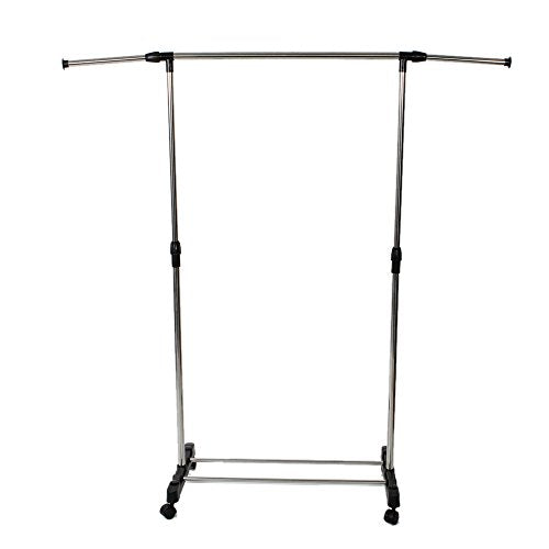 HOBBYN Clothing Rack,Adjustable 2-Rod Garment Rack - Rolling Clothes Organizer -Silver