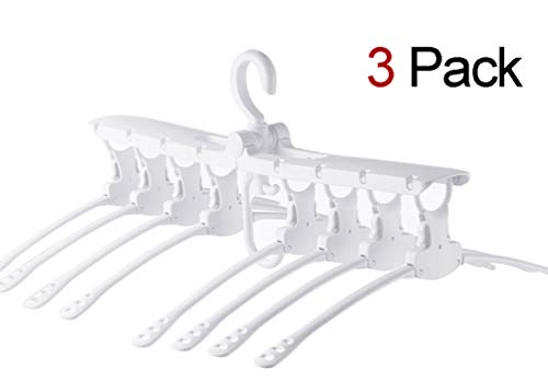 HOMEDECISION Premium Innovative Magic Folding Clothes Hanger,360 Degree Rotating Hooks,Saving 70 Percent of The Space,Durable and Non-Slipping Foldable 8 in 1 Closet Organizer Hanger,Pack of 3