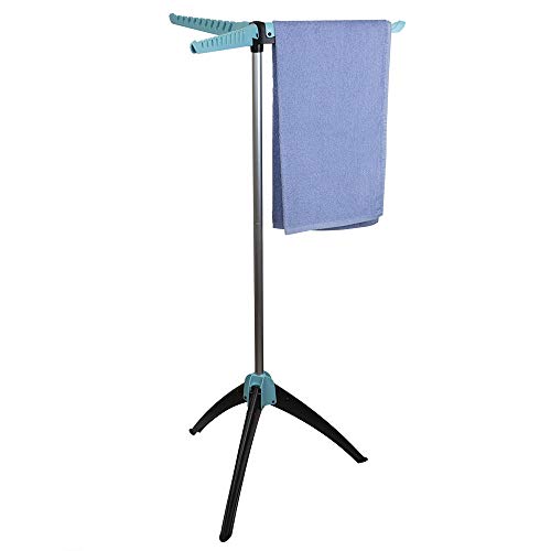 Sunbeam Foldable, Collapsible and Portable Tripod Clothes Drying and Garment Rack, Naturally Dry Without Power, Holds Up 36 Hanger Loops (Blue)