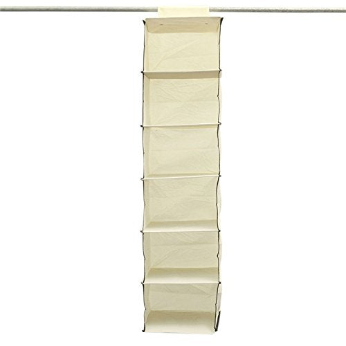 6 Shelf Shoe Clothes Hanging Bag Organizer Rack Storage Save Place Wardrobe Closet Hangers Home Keeper Essential Beige