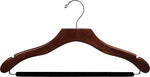 The Great American Hanger Company Wavy Wood Suit Hanger w/Velvet Non-Slip Bar, Box of 100 Space Saving 17 Inch Wooden Hangers w/Walnut Finish & Chrome Hook & Notches for Shirt Dress or Pants