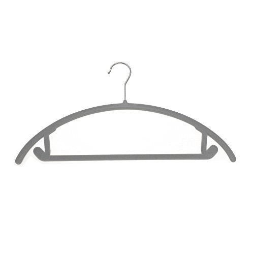 JVL Thin Velvet Touch Space Saving Non-Slip Suit Hangers Pack of 20, Recycled ABS Plastics, Nylon, Chrome Hook, Grey, 46 x 0.5 x 25.5 cm