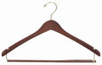 Walnut Contoured Suit Hanger w/ Locking Bar [ Bundle of 25 ]