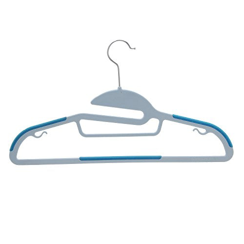 BriaUSA Dry Wet Clothes Hangers Amphibious Light Blue with Non-Slip Shoulder Design, Steel Swivel Hooks – Box of 20