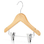 HANGERWORLD 12 Natural Wooden 11.8inch Kids Notched Coat Clothes Garment Hangers Non Slip Adjustable Clips