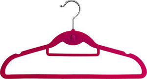 The Great American Hanger Company Pink Velvet Cascading Ultrathin Slim-Line Hanger with Notches and Tie Bar, Box of 100 Space Saving Stackable Non-Slip Suit Hangers with Chrome Hook