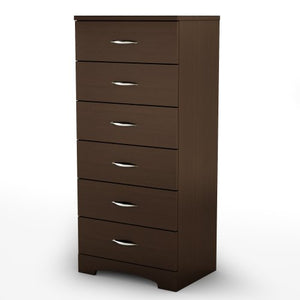 South Shore Step One 6-Drawer Dresser, Chocolate with Matte Nickel Handles