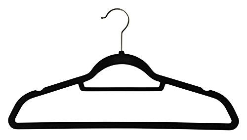 Jeronic Thin Non Slip Black Velvet Hangers, 50 Pack