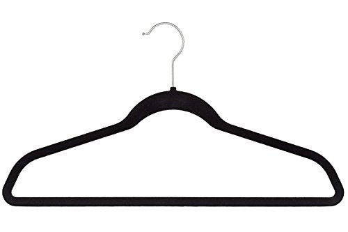 Clothes Black Hangers Velvet Storage Home Reinforced Lightweight Ultrathin Non-Slip Suit Clothes Hanger 200 Pack - Skroutz