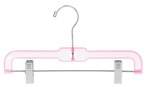 Only Hangers 12" Children's Pink Plastic Pant/Skirt Hanger - Pack of 25