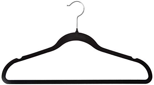 Homz Flocked, Non Slip, Ultra Slim, Swivel Neck, Black, 10-Count Velvet Suit Hanger, Piece