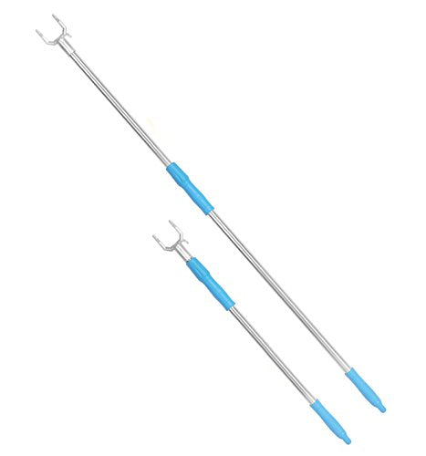Asunflower Extending Reach Sticks, 55" Retractable Reaching Hooks Steel Adjustable Clothesline Pole