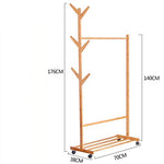 LE Tree Racks and Coat Racks, Living Room Hangers, Bamboo Floor Clothes Racks Bedroom Mobile Storage Rack B