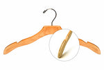 Natural Wood Hangers Non Snag Clothes Hangers with Chrome Hook for Coats and Jackets Set of 2