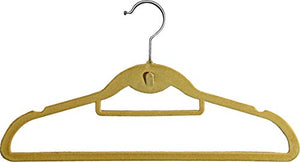 Beige Velvet Cascading Slim-Line Hanger with Notches and Tie Bar, Space Saving Stackable Suit Hangers with Chrome Hook (Set of 100) by The Great American Hanger Company