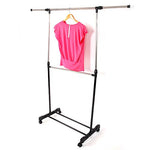 HOBBYN Clothing Rack,Single-bar Horizontal-Stretching Stand Clothes Rack Black