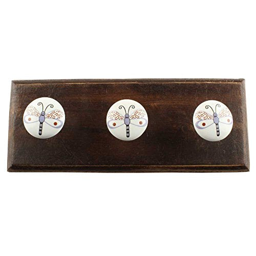 Indianshelf Handmade 3 Artistic Vintage Multicolor Wooden Bee Flat Key Hooks Hangers/Clothes Hooks for Doors