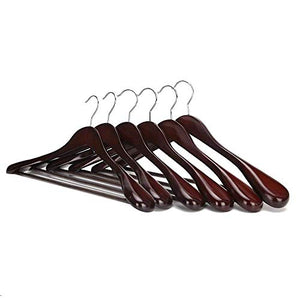 STSUNEU Hanger Gugertree Wooden Extra-Wide Shoulder Suit Hangers, Wood Coat Hangers Pant Hangers,Wine red Surface, 6-Pack