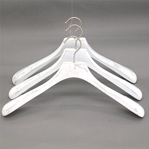 Koobay 18" Wood Hangers with Antique White woooden Suit Hangers (Grey 10ps/lot)