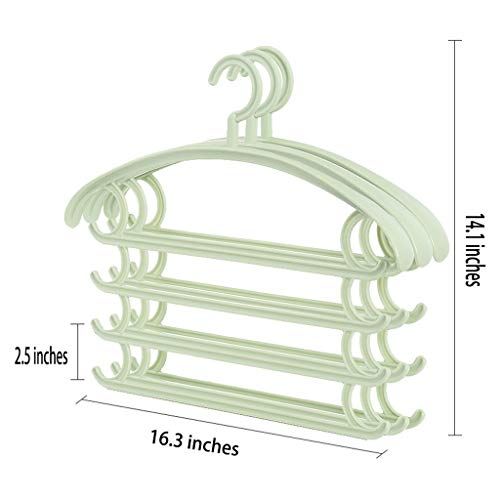 Lilongjiao Multilayer Hanger Space Saver Organizer Pants Towel Tie Rack- 3 Packs (Color : Green)