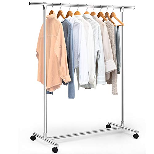 Tangkula Garment Rack, Heavy Duty Stainless Steel Clothing Storage Organizer, Hanging Rack, Commercial Grade Clothes Rack, Silver