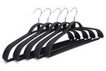 JS HANGER Superior Soft Matte Extra-Wide Shoulder Suit Hangers for Coats and Pants, Black, 5-Pack