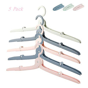Travel Clothes Hangers - 5Pcs Anti-Slip Grooves Mini Foldable Clothes Drying Rack for Home Camping Indoor Outdoor Skirt Scarves Suits Trousers Pants Shirts Hanger Portable Windproof Easy to Carry