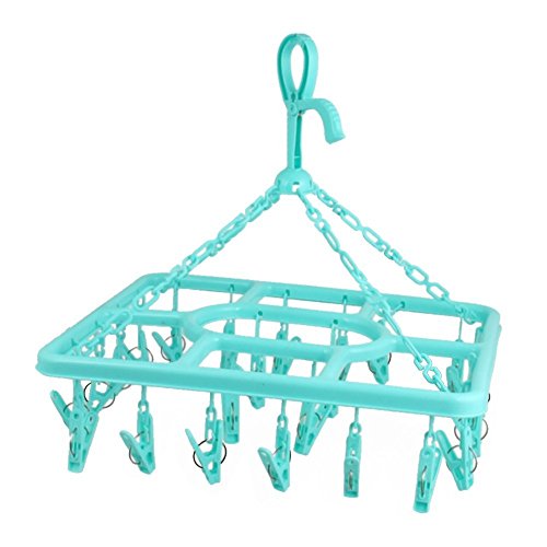 homeyusa Hanging Dryer 24 Pegs Laundry Clothes Hanger Underwear Sock Hanger SpuPlastic Organizer Drying Rack (Green)