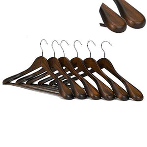STSUNEU Hanger Gugertree Wooden Extra-Wide Shoulder Suit Hangers, Wood Coat Hangers Pant Hangers, Retro Finish, 6-Pack