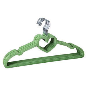 THEE Non-Slip Velvet Clothes Hangers 360 Degree Swivel Set of 10 Green
